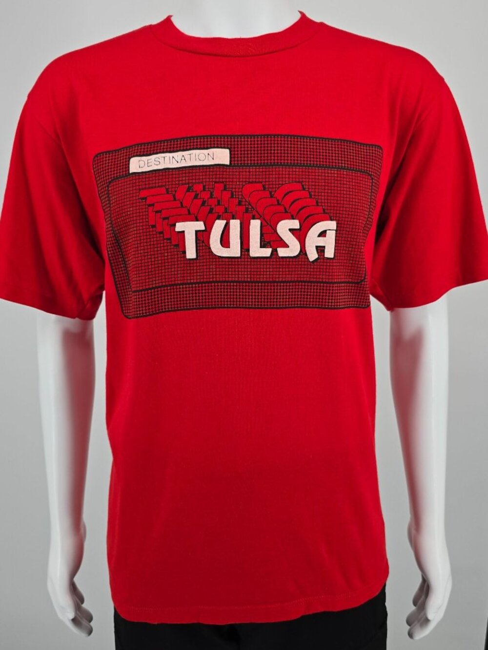 Vintage 1980s Velva Sheen Destination Tulsa Puff Print T-Shirt (L/XL)